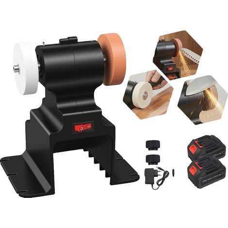 Ponceuse à bande de table mini sans fil, moteur de 250W, vitesse de 6000 RPM, 2 batteries rechargeables, diamètre de roue de meulage de 2,75 pouces, design portable (1/5)