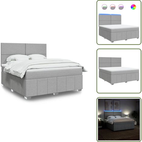 Cama ajustable - vidaXL Cama box spring con colchón tela gris claro 180x200 cm - Cama de muelles con cabecero