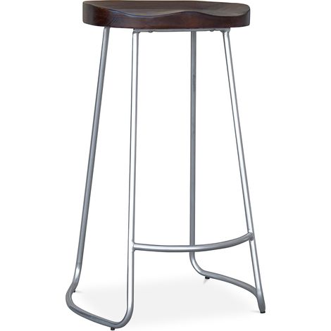 Taburete de Bar - Diseño industrial - Madera y Metal - 76 cm - Aiyana