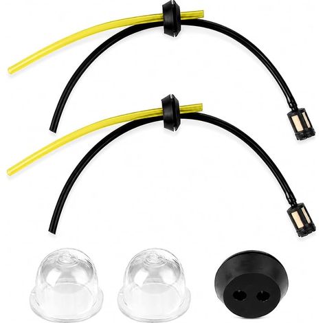 Kit Tuyau Carburant Durite Essence Filtre Poire Tondeuse Débroussailleuse  5 pièces : 2 durites, 2 filtres, 2 poires d’amorçage, 1 passe-fil pour moteurs 2/4 temps, tondeuse et débroussailleuse (1/5)