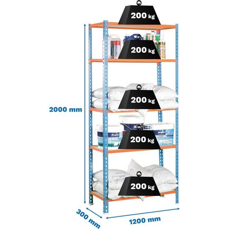 Simonrack Leichte Regal in Blau und Orange, Robustes Holz