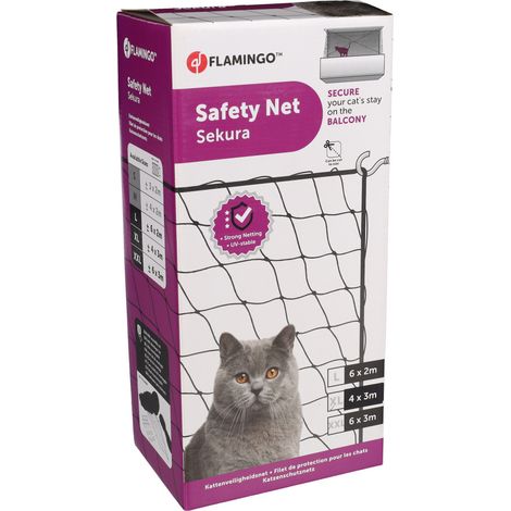 Filet de sécurité Sekura Noir 4 x 3 mètres pour chat - Flamingo