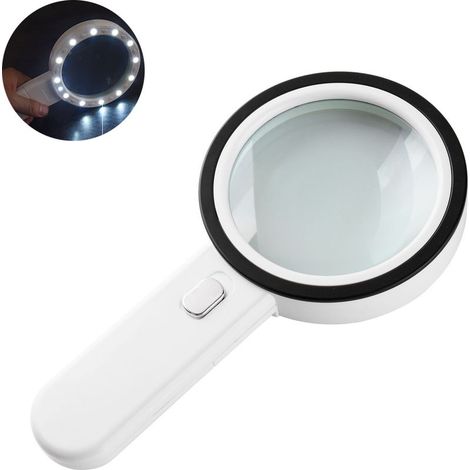 Loupe de poche extra large et puissante avec 13 LED et UV