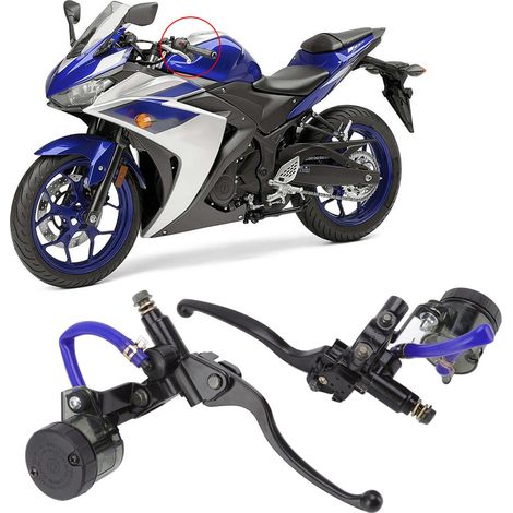 Accessoires moto : tige de pompe de frein et d'embrayage avec maître-cylindre hydraulique et ensemble réservoir d'huile convenant aux modèles Honda, Yamaha, Kawasaki et Suzuki (vendus par paire, gauch (1/5)