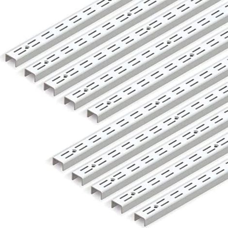 Emuca 7907912 Profilo cremagliera doppia perforazione passo 32mm per supporti di mensola, Bianco, L 951mm, Set di 10 pezzi