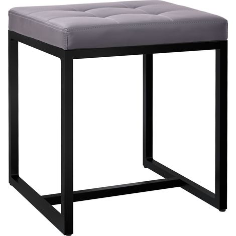Sitzhocker Barci mit schwarzem Gestell grau Kunstleder (1/5)