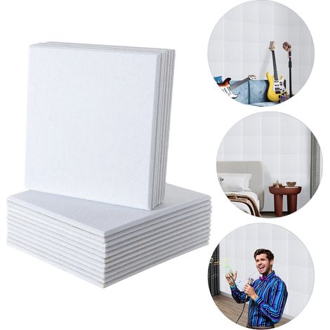 Panneaux Acoustiques, Fibre de Polyester, 30cm x 30cm, Épaisseur 9mm, 18 Pièces, Absorption Sonore (1/5)
