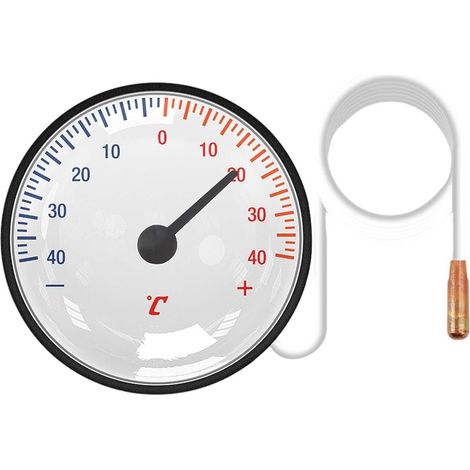 Thermomètre d'installation pour tuyau de chauffage - Thermomètre de refroidissement à capillaire à vapeur - Bimétal - Capillaire de 156 cm - Plage de température de -40/40 °C - Thermomètre à aiguille (1/5)