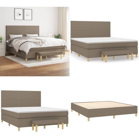 Sommier à lattes de lit avec matelas Taupe 160x200 cm Tissu - Lit Plateforme - Lit Double - Matelas À Ressorts Ensachés - Literie - Chambre À Coucher - Home & Living (1/5)