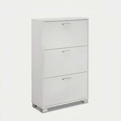 Zapatero estrecho de 3 puertas abatibles Quadrante - Blanco (1/3)