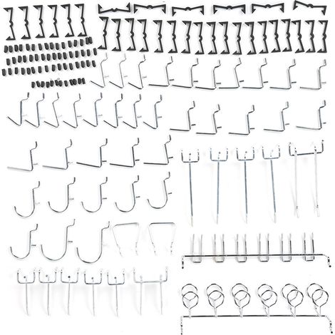 51-teiliges Lochwandhaken-Set, vernickelt, zum Aufhängen von Haken, Kombinationsset für Hammer, Schraubenschlüssel und Zange