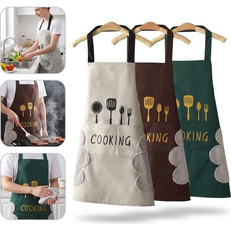 1 Pièce Demi-Tablier de Cuisine Toile Enduite Imperméable avec Essuie-Mains 74 x 66 cm 0,2 kg Restaurant Café Boulangerie (1/5)