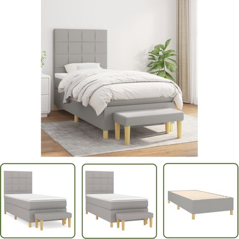 The Living Store Boxspringbett mit Matratze Hellgrau 80x200 cm Stoff - Boxspringbett - Doppelbett - Schlafraum - Bettgestell - Bettauflage (1/5)