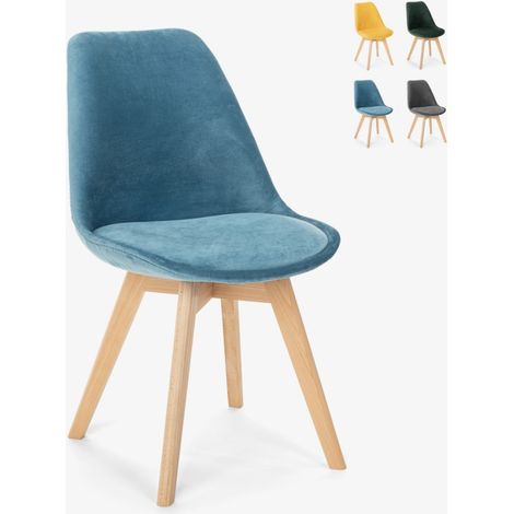 Chaise de cuisine en bois design scandinave avec coussin Dolphin Lux - Bleu (1/5)