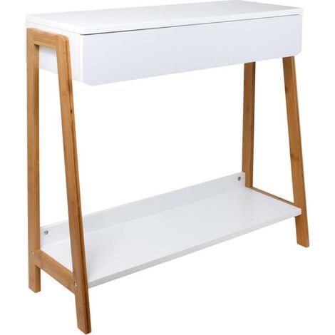 Console 1 Tiroir "Malaga" 83cm Blanc & Naturel (1/4)