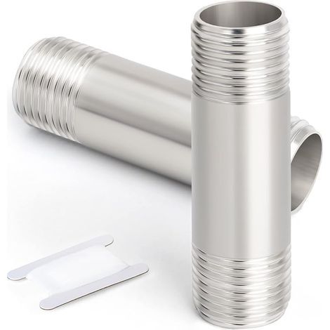 2 pièces 50mm 1/2 "x 1/2" mâle BSP Mamelon Fonte Tuyau 304 raccords de tuyauterie en Acier Inoxydable (1/4)