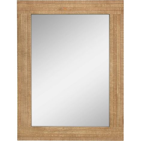 Miroir Mural rectangulaire avec Cadre en Bois Naturel avec Supports de Suspension attachés, décoration Rustique pour Salon, Chambre, Salle de Bain, Couloir et entrée 61 x 45,7 cm (1/5)