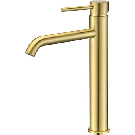 Mitigeur Lavabo Haut, Robinet Salle Bain, Or Brossé (1/5)