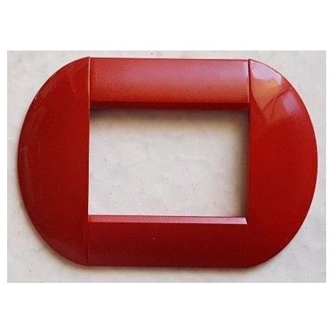 TrAdE Shop Traesio - Placca Placche Placchette Compatibili Living International Light Bombate Bticino - Rosso -3 fori     -