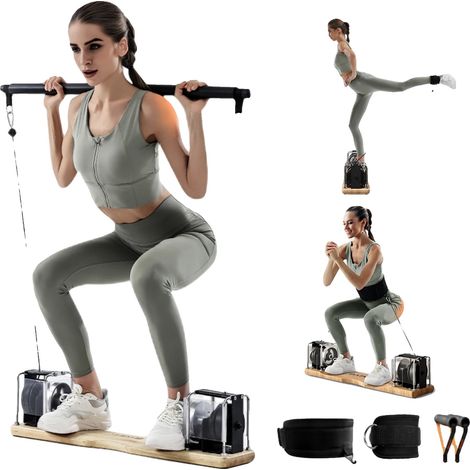 Máquina de musculación, resistencia ajustable, entrenamiento completo, negra (1/2)