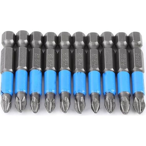 Embouts de tournevis, lot de 10 pièces S2 PH2 50 mm, embouts de tournevis hexagonaux magnétiques antidérapants, outils électriques, outils à tête cruciforme (1/5)