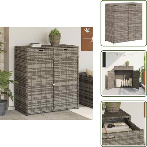 Muebles de jardín - vidaXL Armario de almacenaje de jardín ratán PE gris 105x55x113 cm - Herramientas de jardinería