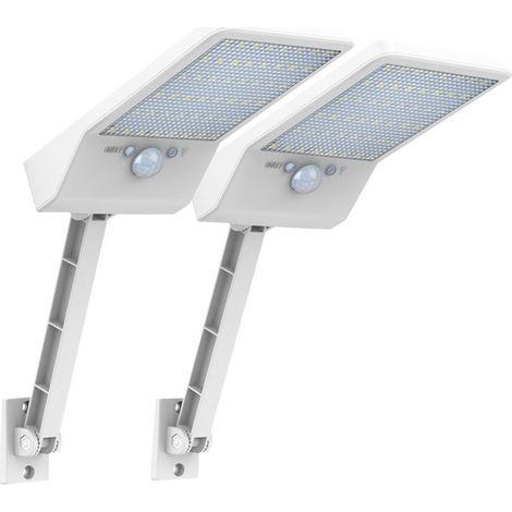 Set mit 2 Solar-Außenleuchten, 48/56 LEDs, weiß, für Garten, Zaun, Terrasse, Eingang, Gartenhaus. (1/5)