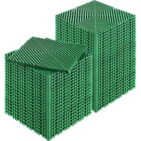 Mophorn 12 x 12 Zoll ineinander greifende Drainagematten, 50 Stück modulare rutschfeste Polsterfliesen, PP-Drainageboden- und Duschmatte, grün