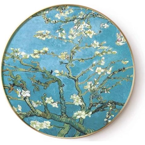 Quadro rotondo Van Gogh, mandorlo in fiore, decorazione murale Carmani
