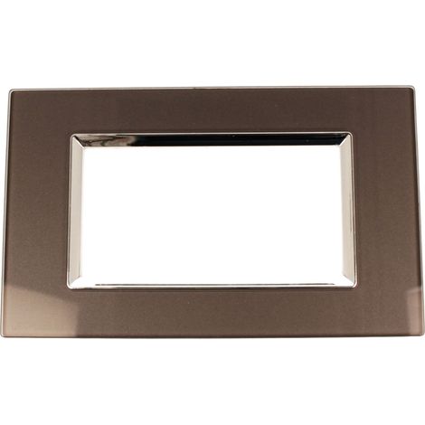 Placca Quadrata In Vetro Temperato MBL 4 Moduli/Posti Compatibile Bticino Living 3 Colori Disponibili (Acciaio Scuro)