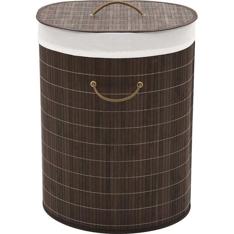 Panier à linge ovale Bambou Marron foncé (1/5)