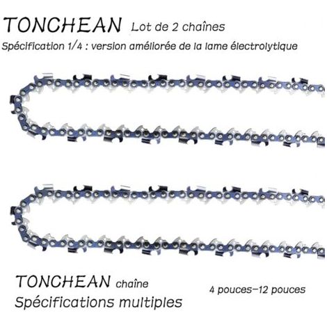 royaluxe -Lot de 2 chaînes de tronçonneuse 1/4' – 32 maillons – Lame galvanisée renforcée – Faible rebond pour coupe précise - 5pouces (1/5)