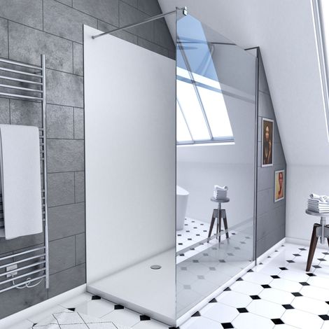Set Doccia 90x120 cm - Pannelli Murali Bianco/Cromato + Piatto Doccia + Parete Specchio 8 mm