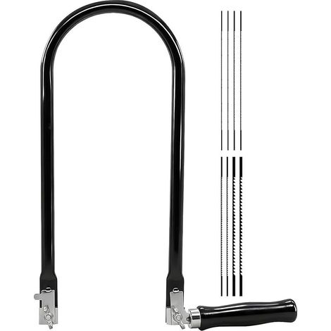 Kit de scie à chantourner noire avec manche en bois noir - Scie à chantourner en métal - Scie à chantourner professionnelle avec 8 lames de scie - Pour adultes ou enfants (1/5)