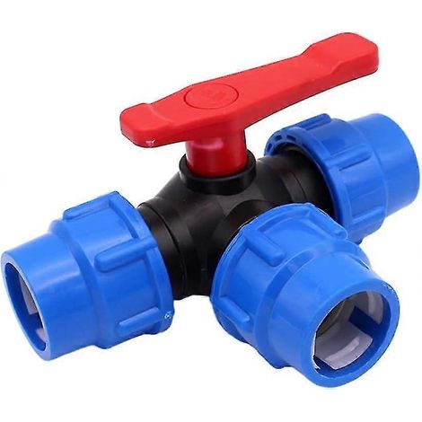 Vanne à bille 3 voies PE 32 mm, vanne de raccordement rapide en T pour tuyauterie, vanne de dérivation (1/5)