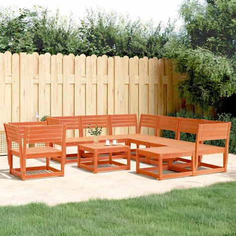 8-tlg. Garten-Lounge-Set Wachsbraun Massivholz Kiefer (1/5)