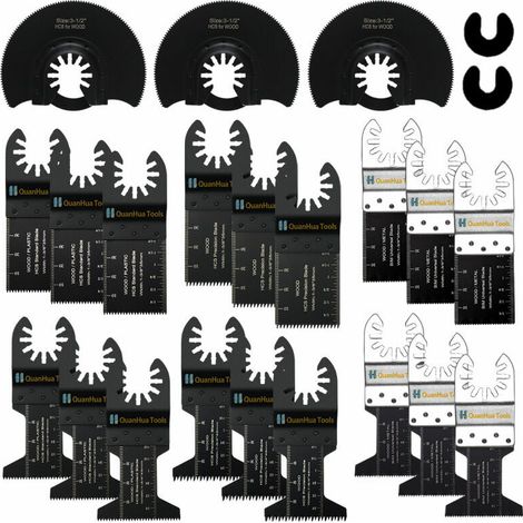 Lame de scie oscillante multi-outils, kit d'accessoires de lames de scie multi-outils oscillantes 21 pièces pour plastique, bois, métal, universel Fein Multimaster, Dremel, Bosch, Makita, Dewalt (1/5)