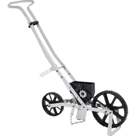 Esparcidora ligera de semillas y fertilizantes, siembra de precisión, color plata. (1/2)