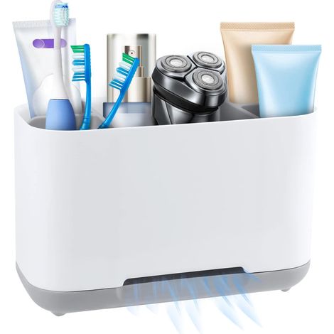 Porte-brosses amovible gris 19x11,8x9 cm – trou vidange organisateur salle bain