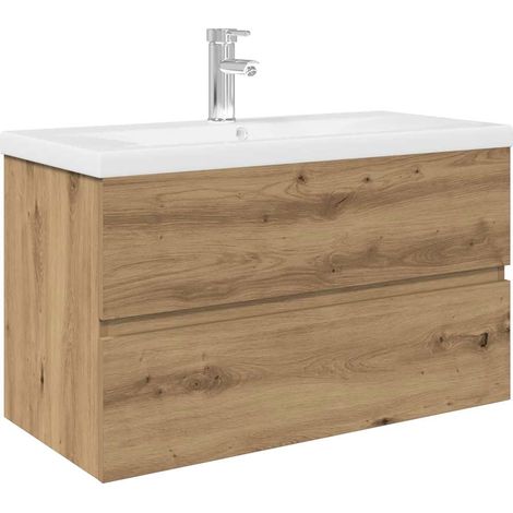 Maison Exclusive - Mobile Bagno con Lavabo Integrato&Rubinetto Rovere Artigianale (1/5)