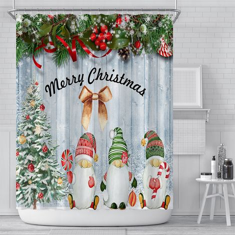 Filiyano-Rideau de douche de Noël à carreaux rouges et noirs, motif voiture (1/5)
