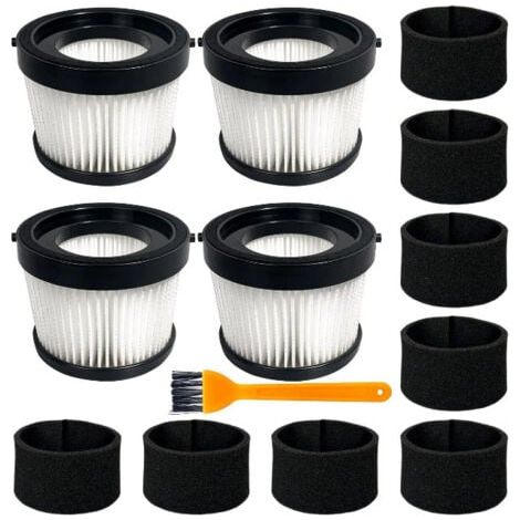 Lot de 4 filtres HEPA DCV5011H compatibles avec aspirateur à main sans fil DEWALT DCV501HB, avec 8 filtres à manchon en mousse et 1 brosse (1/5)