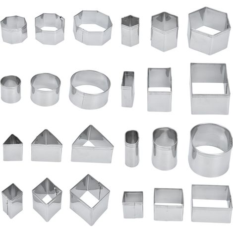 Ausstechformen aus Edelstahl, 24er-Set, verschiedene Formen, feine Verarbeitung, hohe Härte, Ausstechform für Spiele (achteckig, weiß) (1/5)