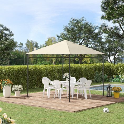Voile de rechange pour tonnelle abri jardin, toit de remplacement gazebo 3x3 m, polyester 180 g/m², couleur crème (1/5)