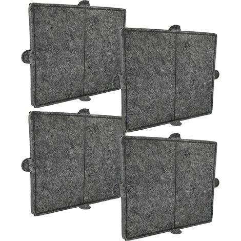 vhbw 4x Filtres à charbon actif compatible avec Miele DA 439, DA 439 EXT, DA 4298 W C, DA 429-6 C, DA 4298 W, DA 429-4 / TITAN hotte aspirante