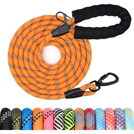 1 - Longe pour Chien - Laisse de Dressage - Poignée Rembourrée et Crochet Pivotant - Pour Extérieur et Sport - Noir - 5M (1/5)