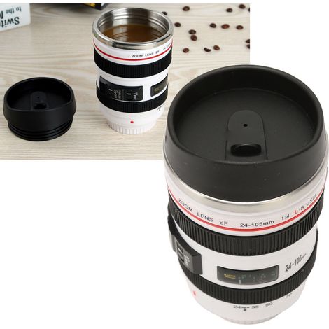 Kaffeebecher in Form eines Kameraobjektivs der 5. Generation, Innenbeschichtung aus Edelstahl 24-105, kreative und personalisierte Wasserflasche, Wohnaccessoire, Fotografenbecher, Reisebecher, Unisex- (1/5)
