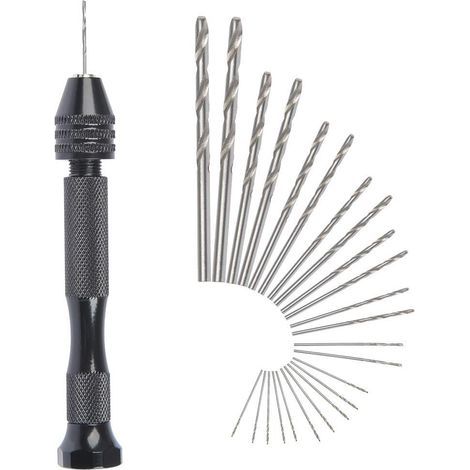 CCYKXA MIni Hand Drill Twist Drill Bits +25 Micro Cordless Twist Drill Bits Aluminum Pin Vise Rotary Tools Adjustable Twist Drills Pyrography Home Plastic Hole Copper