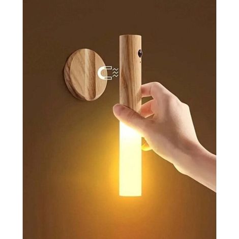 Bewegungsaktiviertes Nachtlicht – Für den Innenbereich – Tragbar – Abnehmbar – Warmes Licht – LED-Beleuchtung – Magnetische Befestigung – Wiederaufladbar – Dunkles Walnussholz