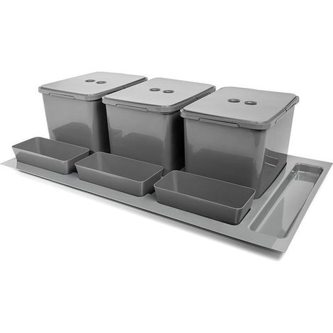 HERRAJES ALK cubo de basura modelo elegans m900 3x16l acabado antracita (1/3)